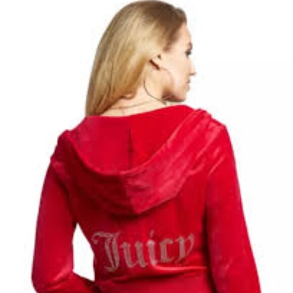 Juicy Couture Tops - NWT Juicy Couture Vintage Y2K Red Velour Hoodie Size S